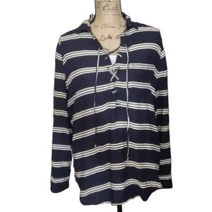 Striped beachlunchlounge Tunic Shirt Size Small